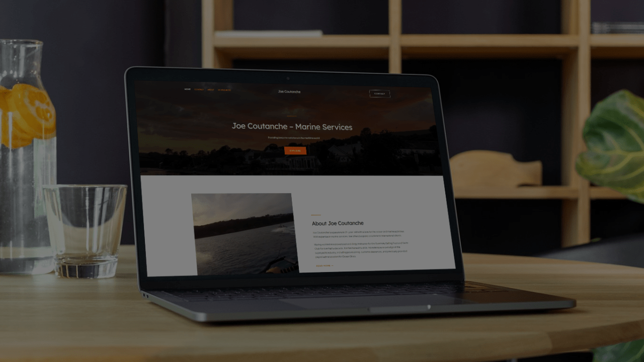 JoeCoutanche.com is a personal website for Joe Coutanche a marine specialist based out of Guernsey